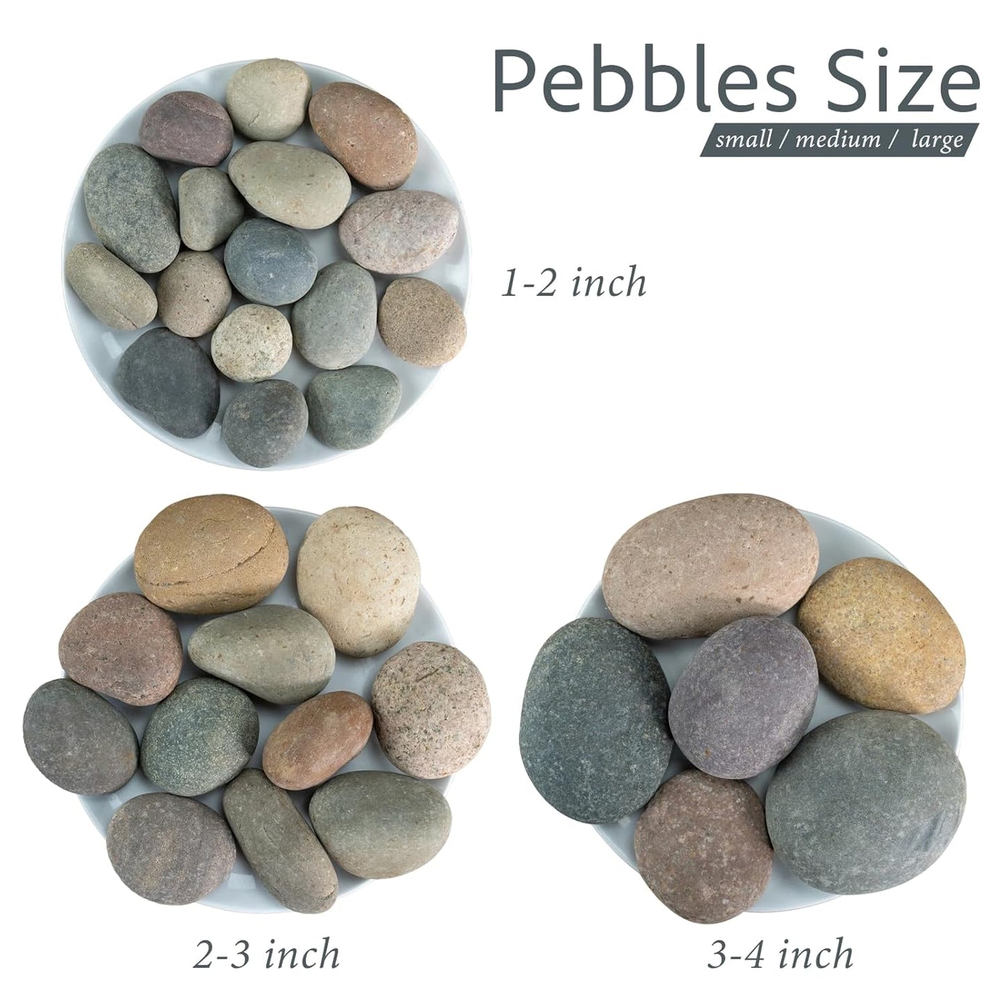 Large River Rocks for Landscaping, 40lbs Aquarium Rocks, 3-4 Inch Colorful Pebbles for Indoor Plants, Natural Stones for Garden Paving Plant Rocks Crafting Walkways