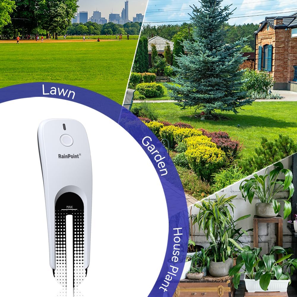 RAINPOINT Wi-Fi Soil Moisture Meter Plants - Hygrometer, Room Thermometer Indoor Soil Tester, Smart Plant Sensor, Temperature Humidity Monitor for Garden with 2.4 GHz Mini Wi-Fi Smart Gateway Hub