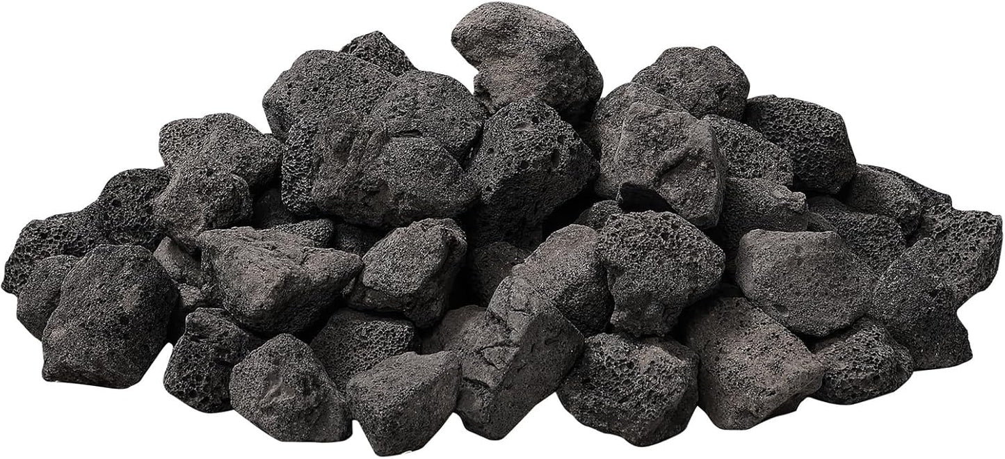 5 lb 1.2-2 Inch Medium Black Lava Rocks for Fire Pits, Indoor Fireplaces, Outdoor Gas Fire Tables, Garden Landscaping Decoration