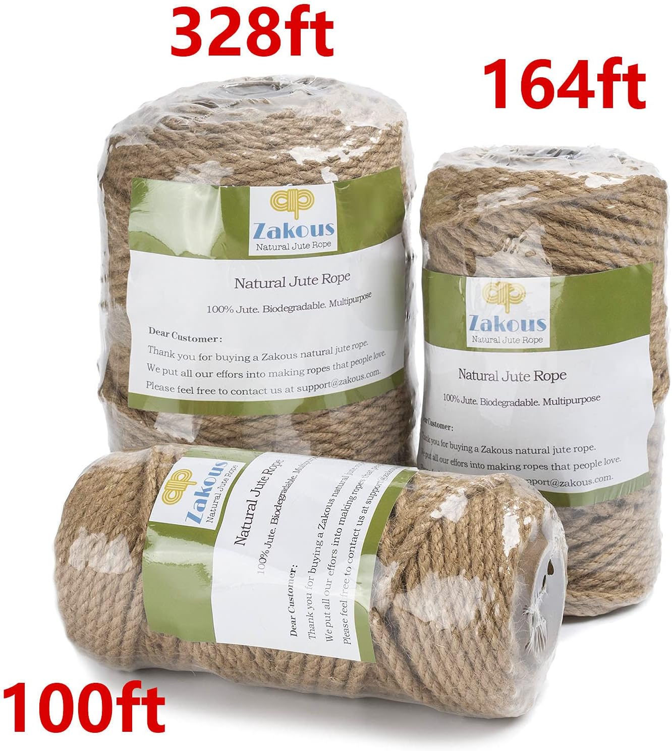 100 Feet 5mm Jute Twine, Heavy Duty Jute Rope, Natural Hemp Rope for DIY Arts Crafts, Gardening, Bundling，Home Decorating, Cat Scratching Post