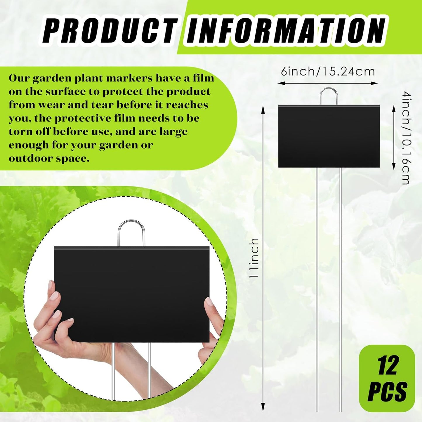 Landhoow 30 Pcs Large Garden Plant Markers Metal Plant Labels Sign 4'' x 6'' with 11'' Stake Weatherproof Waterproof Garden Sign for Outdoor Seedlings Herbs Vegetable Greenhouse, Black