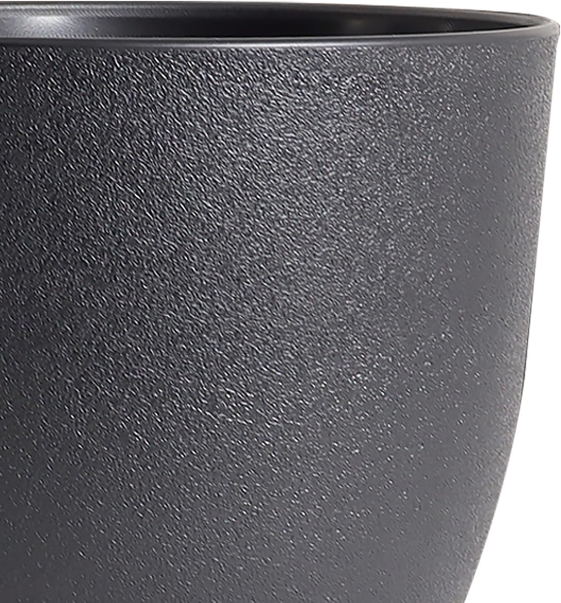 10/9/8 inch Medium Plant Pots, 3 Pack Modern Decorative Plastic Planters with Drainage Holes and Saucers, Flower Pots for Indoor Outdoor Plants, Black