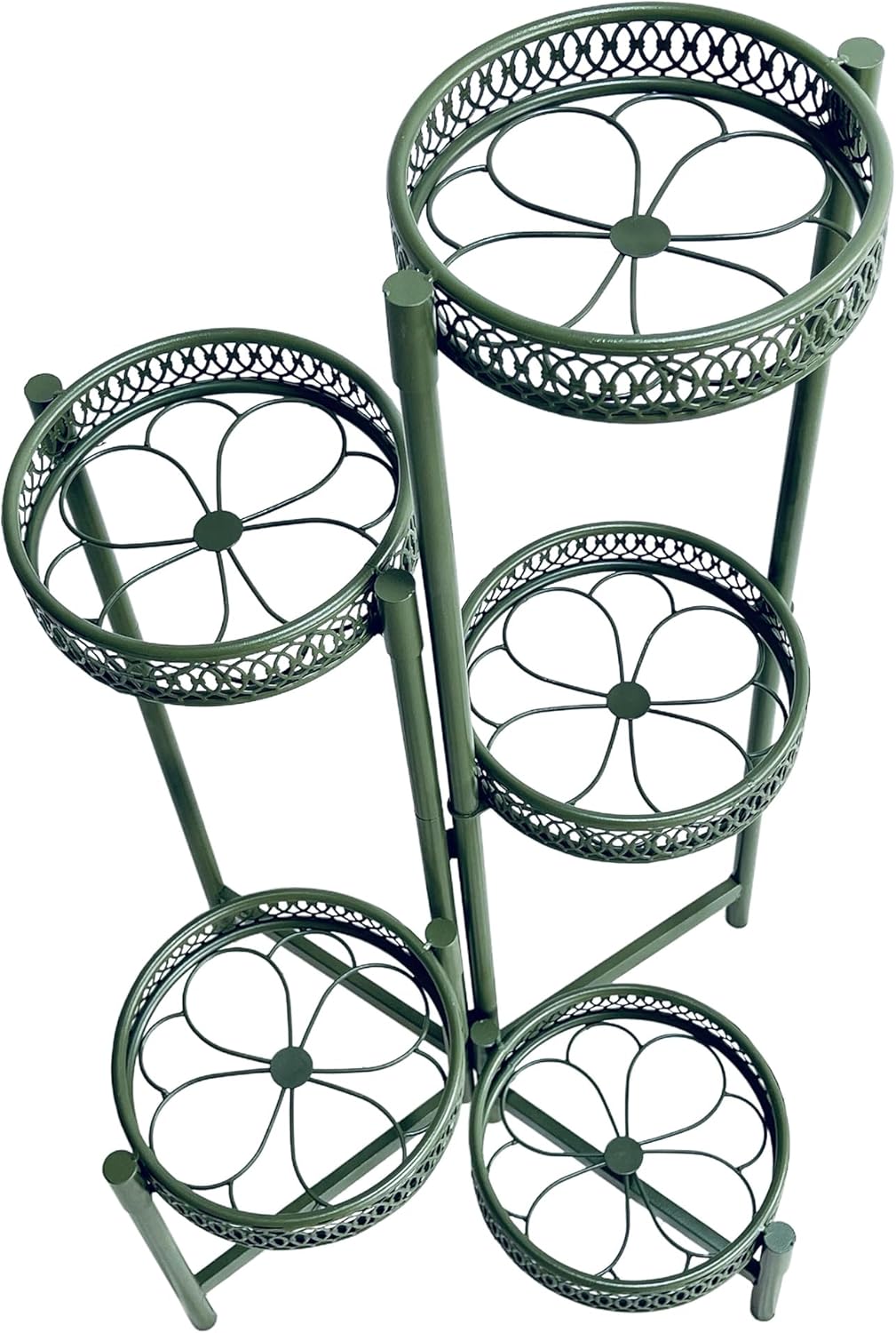 5-Tier Metal Plant Stand Indoor Outdoor, Corner Tall Plant Shelf for Multiple Plants, Foldable Plant Stand, Heavy Duty Flower Stand Holder for House Living Room Balcony Garden Patio -GreenFlower