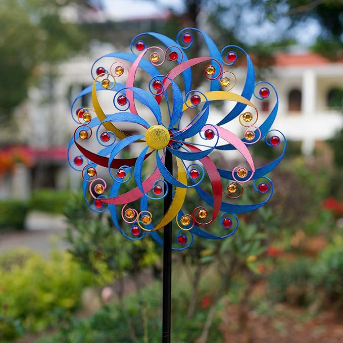 DREAMYSOUL Wind Spinners Outdoor Metal Large, 6.6 FT Extra Large Wind Spinner, Multicolor Windmills, Kinetic Wind Sculptures and Spinners for Yard Garden Outside Patio Lawn Decor