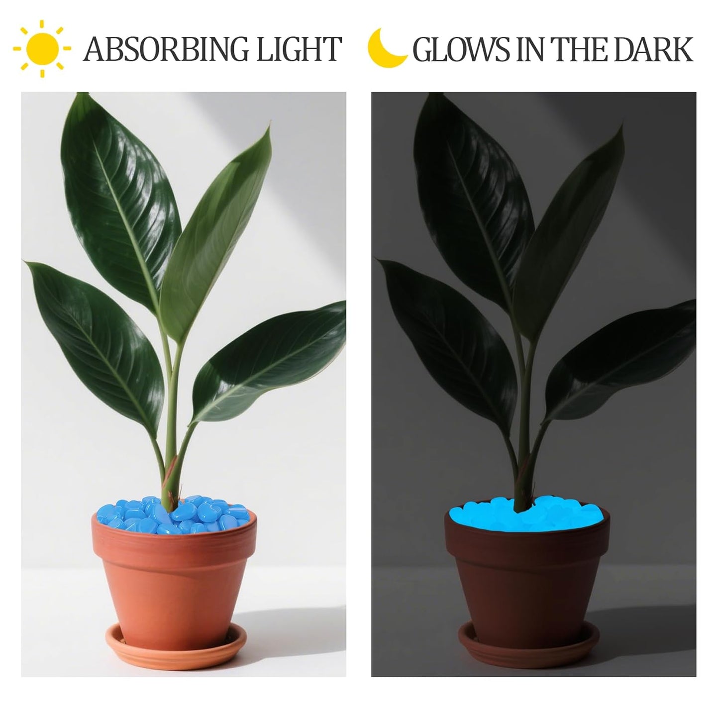 2.1LB 25-27mm Glow in The Dark Rocks Glow in The Dark Stones Glowing Garden Pebbles Luminous Rocks for Lawn Patio Walkway Outdoor Decoration,Bule