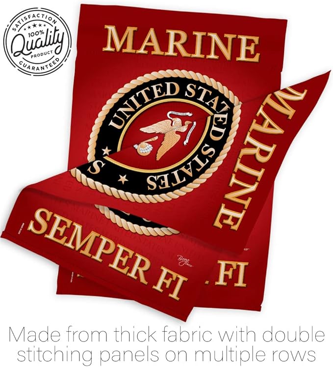 Marine Corps House Flag - Pack Armed Forces USMC Semper Fi United State American Military Veteran Retire Official USA Embroidery - Banner Small Garden Yard Gift Double-Sided Made In 28 X 40