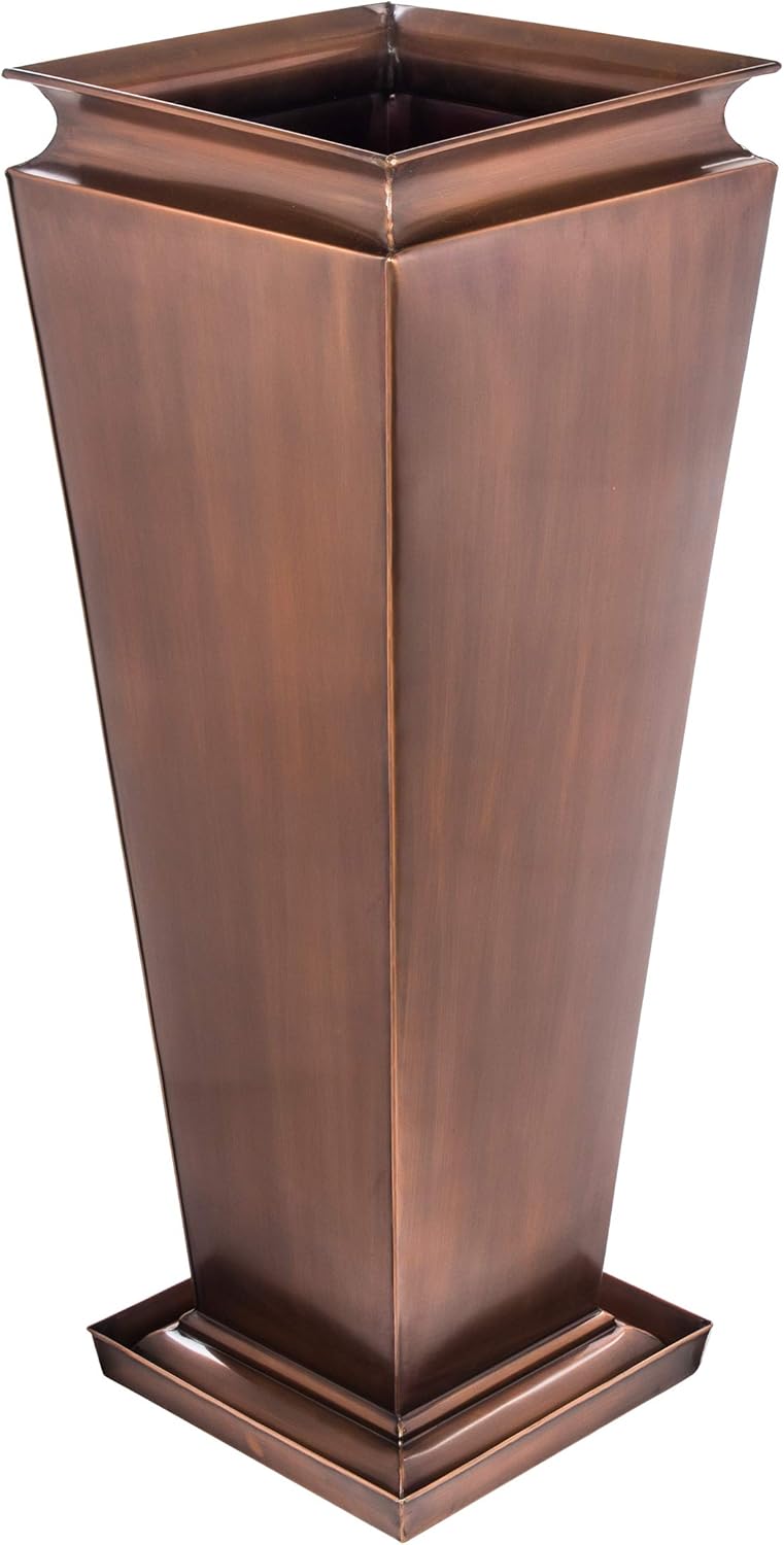 H Potter Tall Planter Patio Garden Copper Indoor Outdoor Deck Flower with Tray