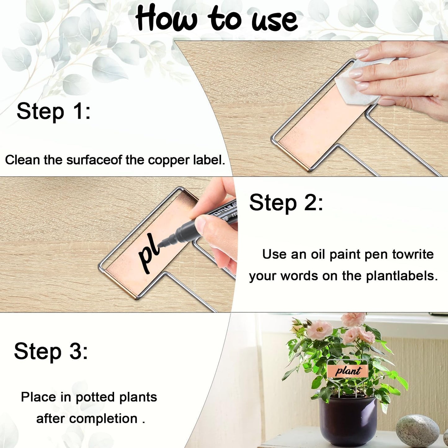 50 PCS Metal Plant Label Stakes Copper Metal Plant Tags 4 Inch Metal Garden Markers Waterproof Copper Plant Metal Labels with 2 Maker Pen for Flowers Garden Plant Vegetables Seedlings, Gold