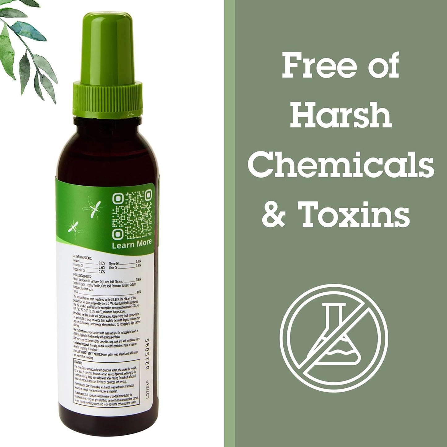 Quantum Buzz Away Extreme Tick & Mosquito Repellent - Powerful DEET Free Peppermint & Citronella Oil Outdoor Bug Spray Repels Bugs Off Your Skin, Kids Safe Insect Repellent - 4 fl oz