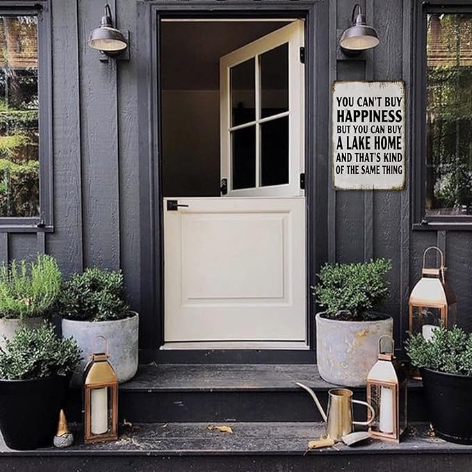 Lake House Decor For The Home Fishing Cabin Metal Tin Sign Outdoor You Can'T Buy Happiness But You Can Buy A Lake Home Signs Lake Life Wall Decor Lake House Gifts 12 X 8 Inch