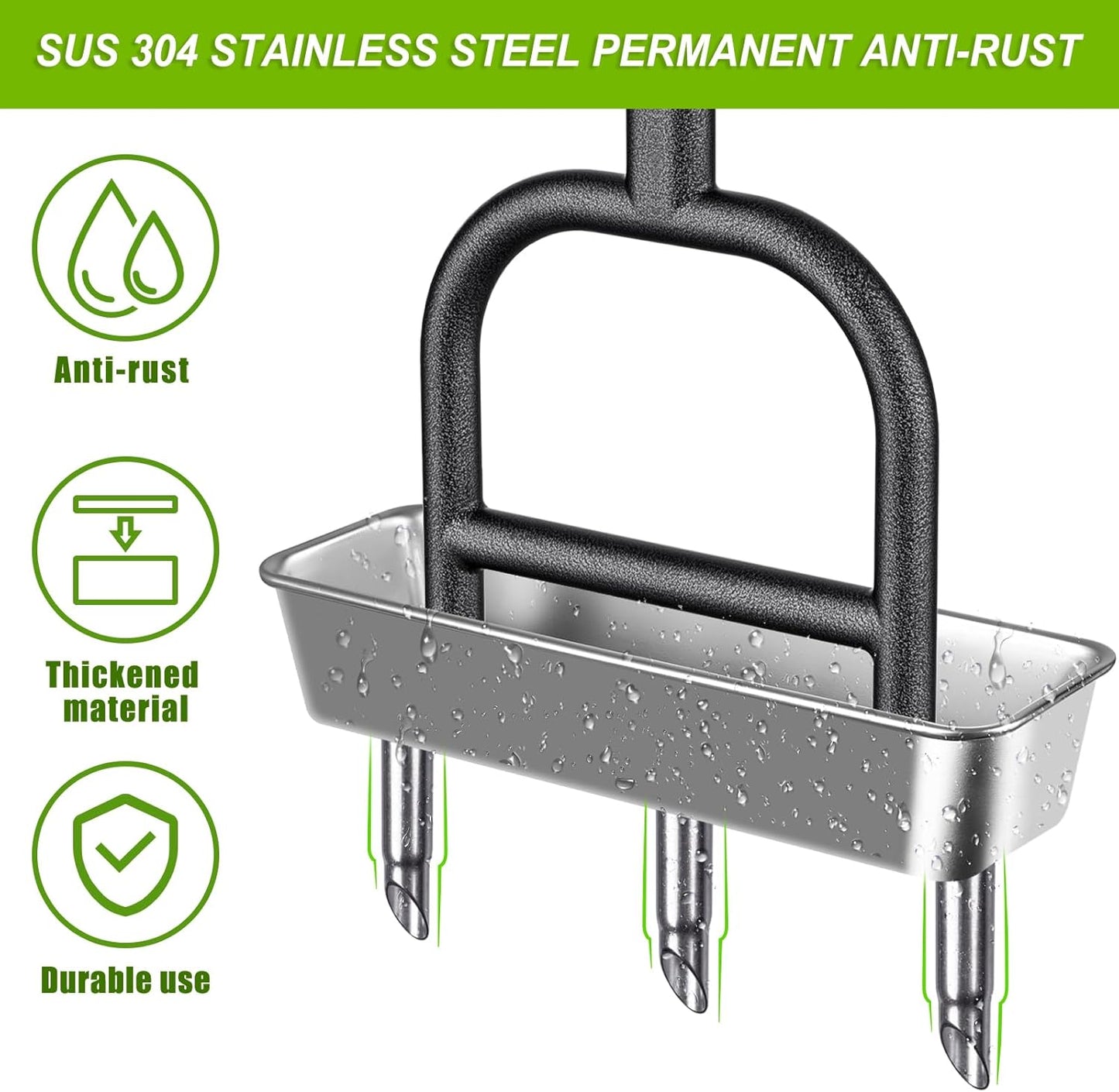 Dolibest Lawn Coring Aerator, Manual Grass Aerating Tool with Stainless Steel Soil Core Storage Tray, 3 Stainless Steel Corer Plug Aerator Tool, Garden Tool & Clean Hand Tool, Improve Lawn Health