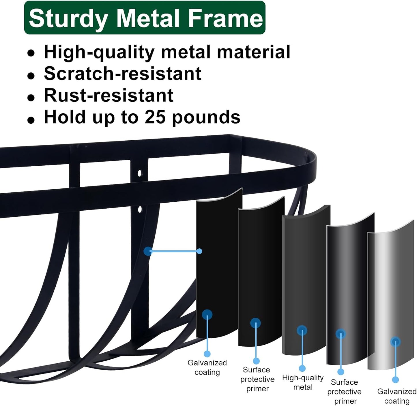 DUNCHATY Railing Planter Window Box - 2 Pack 24" Horse Trough Planter with Coco Fiber Liner - Deck Balcony Rail Planter for Porch Fence Patio Outdoor