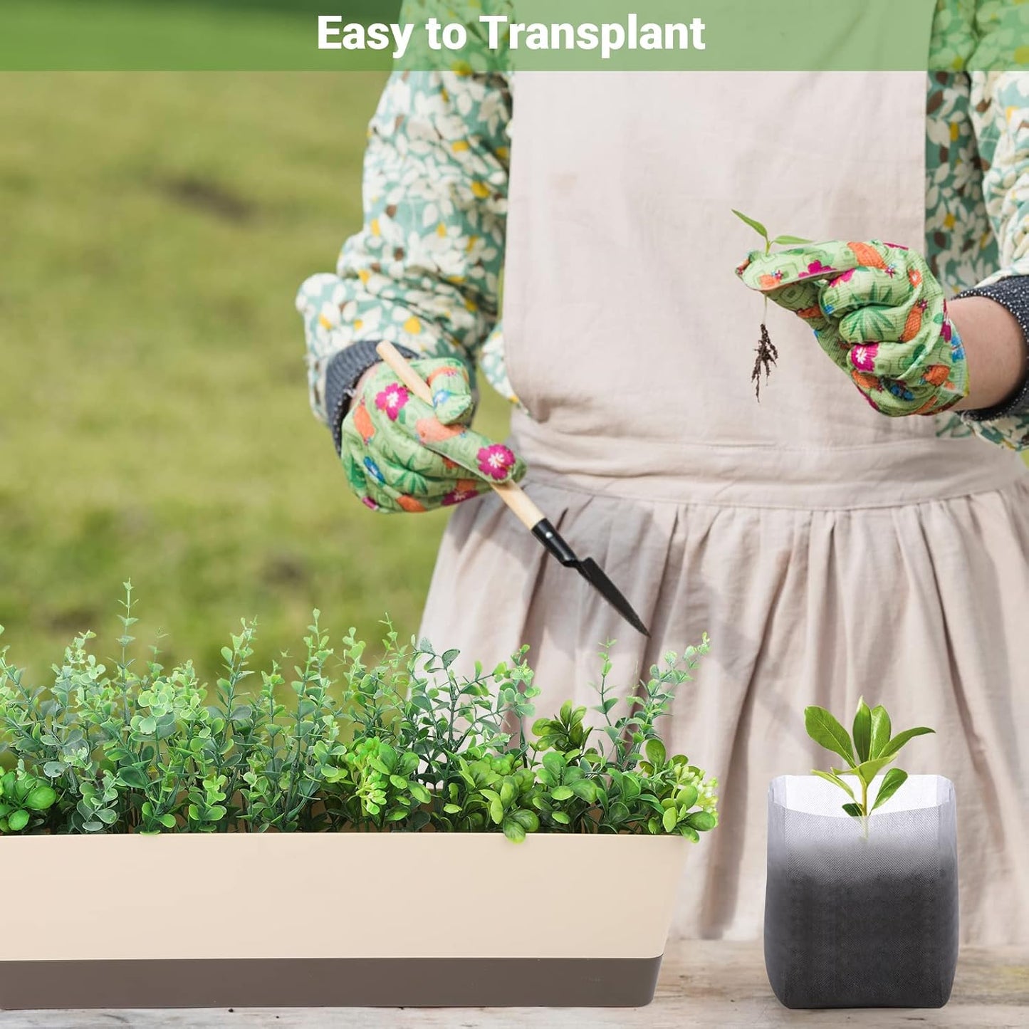 GREANER Fabric Seedling Plant Grow Bags, 200 PCS Non-Woven Plant Nursery, 9.8x11 inches Biodegradable Plant Starter Bags for Tree, Flower, Vegetable, Fruit, Saplings, Home Garden Supply