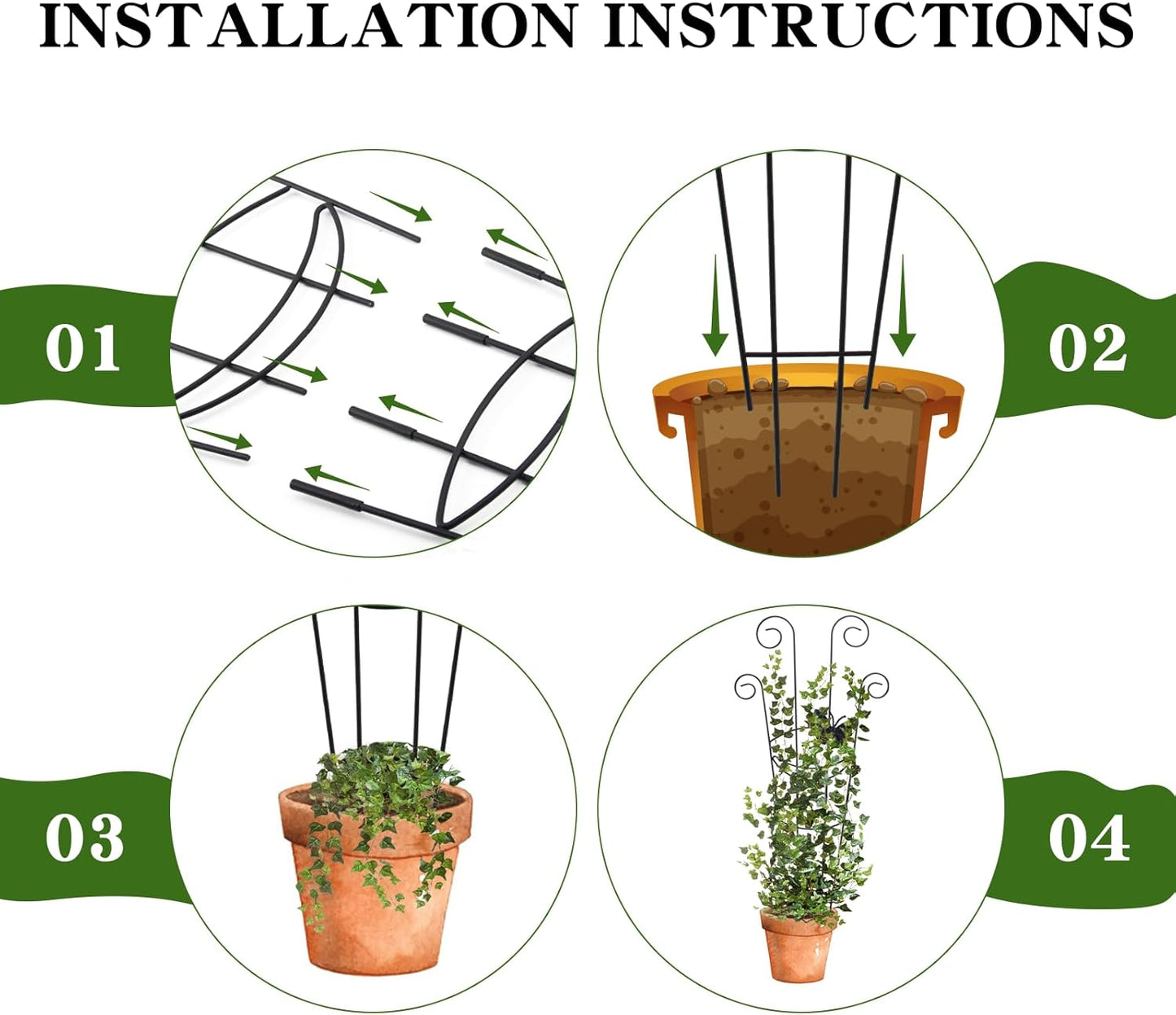 ZOUTOG Trellis for Climbing Plants Indoor 4 Pack 30 Inch,Rustproof Metal Garden Trellis for Potted Plants,Houseplant Support Indoor Outdoor for Ivy Pothos Monstera Hoya Flower Vines(Butterfly Shape)