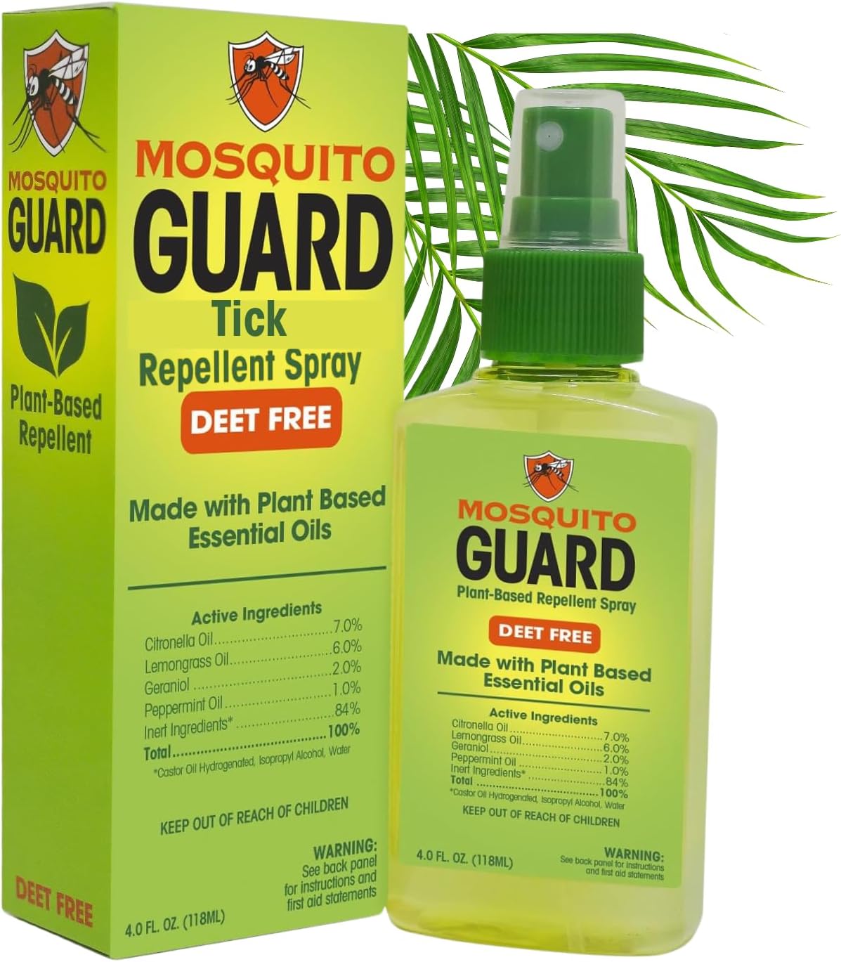 Mosquito Guard 4 oz fl Organic Mosquito Repellent Spray for Body - DEET Free Natural Bug Spray Travel Size - Mosquito Repellent Indoor - Insect Repellent Spray - Travel Bug Spray for People Outdoor