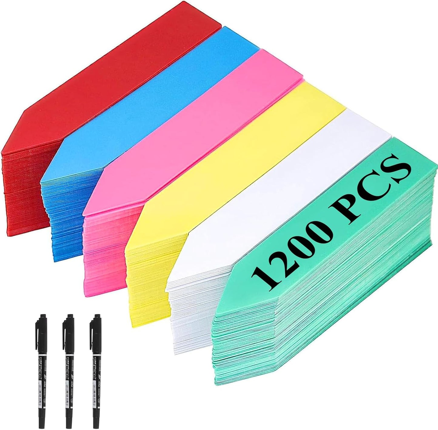 KINJOEK 1200 PCS 2 x 0.4 Inch Colored Plant Labels, Plastic Plant Tags and Labels for Garden, Plant Name Label Bulks for Seeding Potted Plants Nursery Bonsai Gardening Herbs Flowers, 6 Colors
