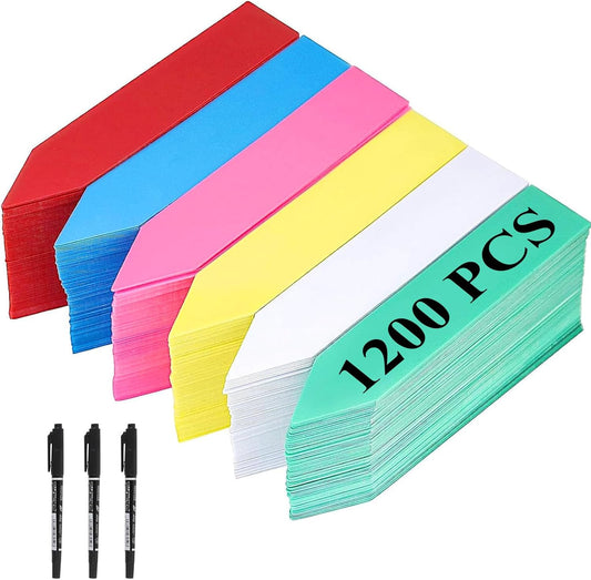 KINJOEK 1200 PCS 2 x 0.4 Inch Colored Plant Labels, Plastic Plant Tags and Labels for Garden, Plant Name Label Bulks for Seeding Potted Plants Nursery Bonsai Gardening Herbs Flowers, 6 Colors