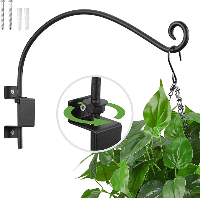 Kingsyard Swivel Plant Hangers Outdoor - 16 Inch Heavy Duty Wall Plant Hooks for Hanging Plant Baskets Bird Feeder Lanterns Wind Chimes