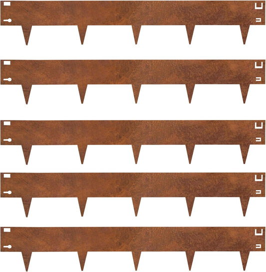 Corten Steel Rust Landscape Edging Border, 5 Pack 42”L x 7”H Weather Resistant Bendable Metal Garden Lawn Edging for Landscaping, Yard Pathway (16.5 Ft Total)