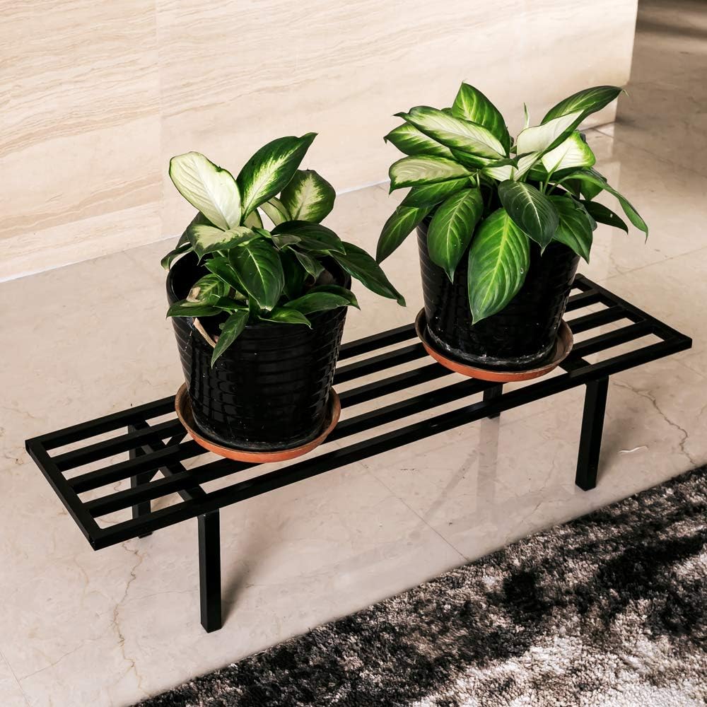 Zhongma One Tier Metal Plant Stand (35.43 L x 8.66 W x 7.9 H) Heavy Duty Plant Holder for Home, Window,Garden, Plant Lovers, Display Stand