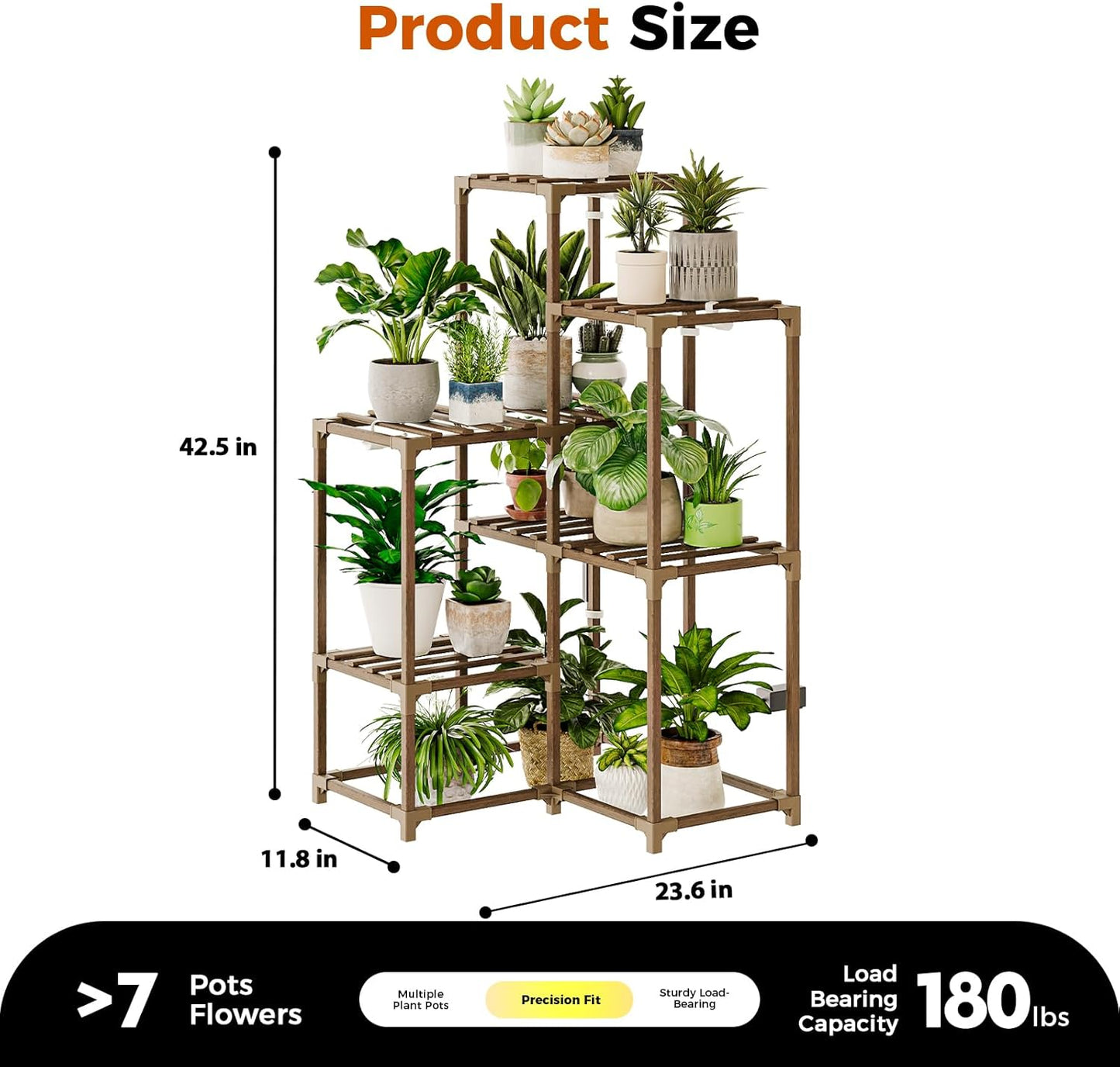 Bamworld Plant Stand with Grow Light for Indoor Plants Growing Corner Plant Shelf with Grow Lights for Living Room Patio Decor