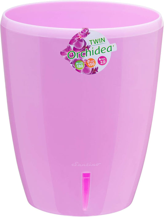Santino 4.9 Inch ORCHIDEA Self Watering Pots for Orchids in Lavender - Decorative Wicking Planter with w/Great Aerification, Drainage and Water Level Indicator