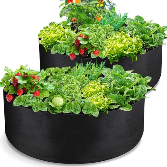LBTING 2Pcs 50 Gallon Plant Grow Bags, Fabric Raised Planting Bed Heavy Duty Non-Woven Fabric Planter Pots for Garden Vegetables Flowers