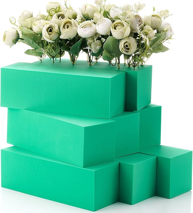 Lallisa 8 Pcs Reusable Floral Foam Blocks 9 x 3 x 3 Water Weather Resistant Dry Floral Foam for Artificial Flower Arrangements Outdoor Flower Boxes Outside Hanging Planters Wedding Home Decor (Green)