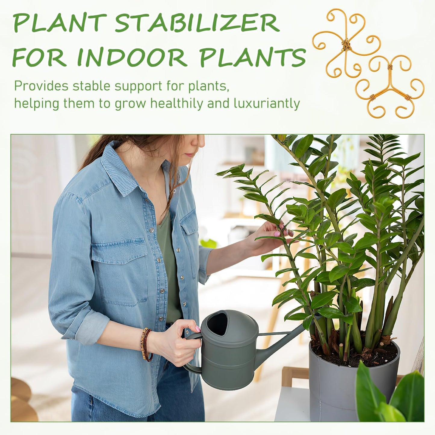 4-Pack Plant Stem Support, Plant Stabilizer for Indoor Plants, Monstera Plant Support System, Plant Stem Holder for Fixing Green Plants and Vines (B)