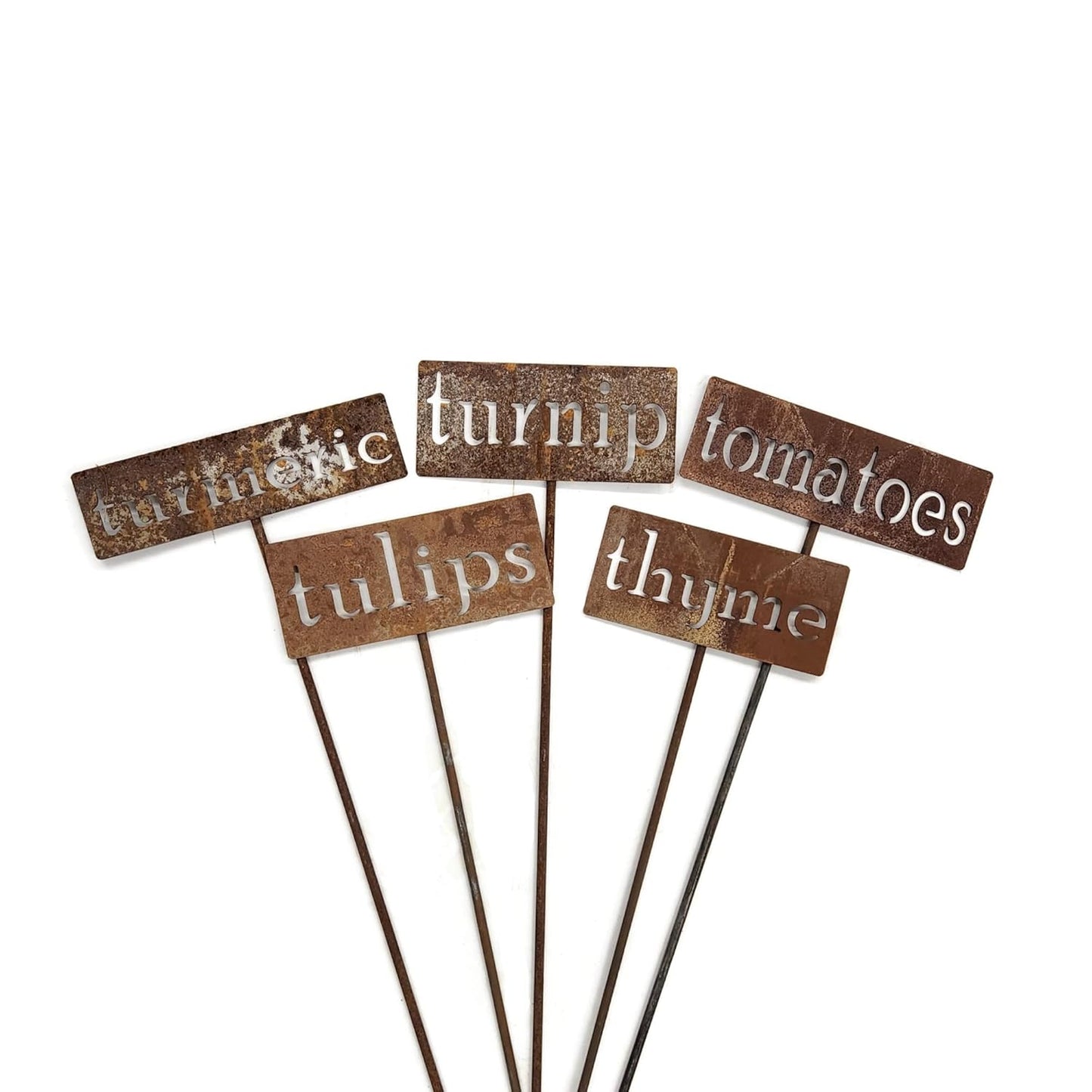 Classic Metal Garden Markers 19 Inches Tall (turmeric, Naturally Rusted)