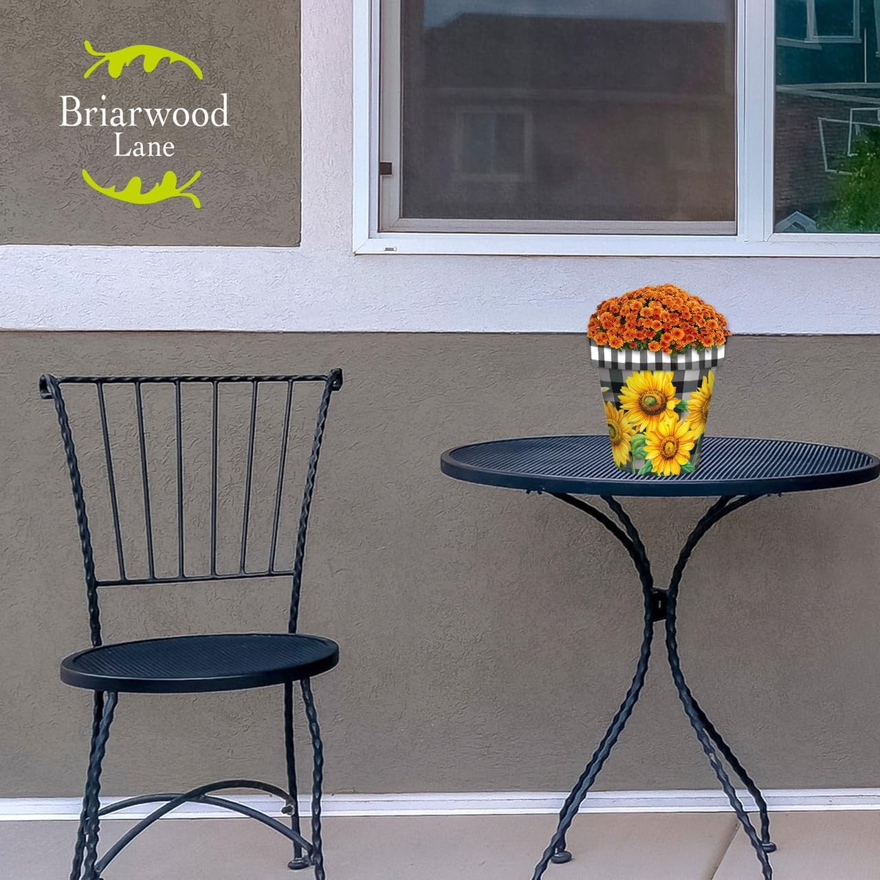 Briarwood Lane Checkered Sunflowers Decorative Small Planter