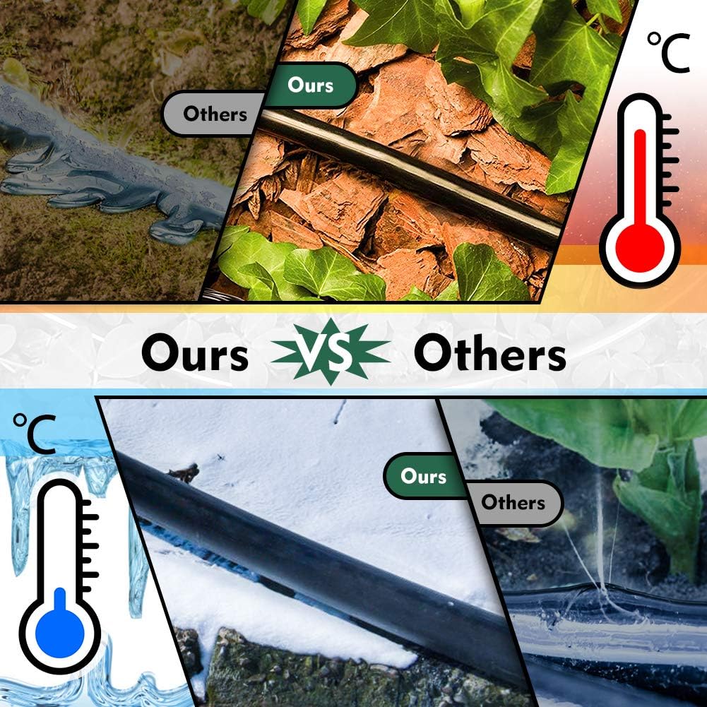 Bonviee 400ft 1/4 inch Drip Irrigation Tubing, Drip Irrigation Hose, Garden Watering Tube Line for Garden Watering System