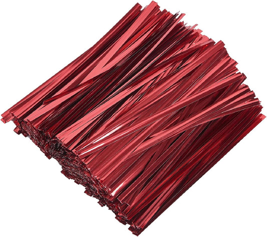 800 PCS 5" Red Metallic Twist Ties for Bakery Ties, Candy Bags, Coffee Bags, Goodie Bags Ties
