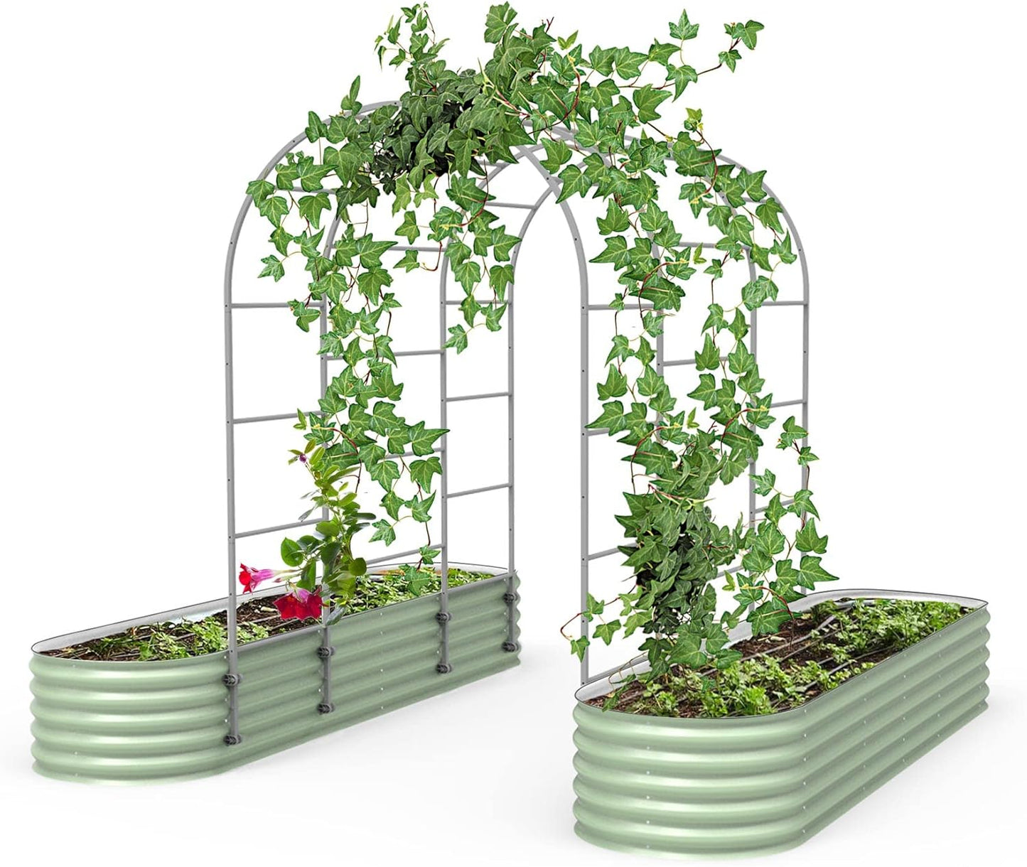 Vego Garden Modular Arched Trellis System 7.0' Long Trellis for 2.5' x 9.5' (10 in 1) Garden Bed