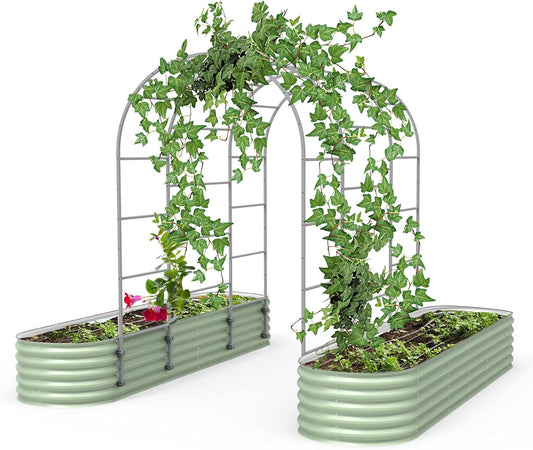 Vego Garden Modular Arched Trellis System 7.0' Long Trellis for 2.5' x 9.5' (10 in 1) Garden Bed