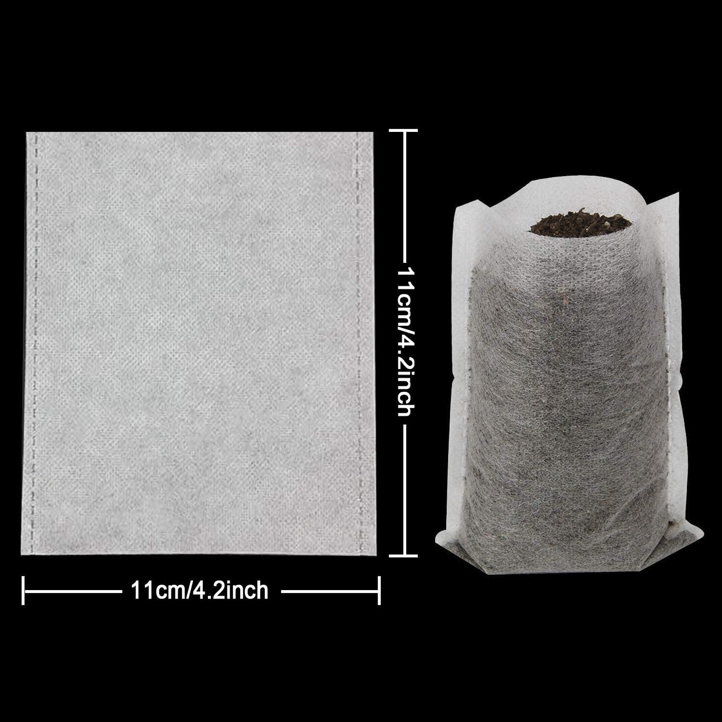 Augshy Grow Bags, 400pcs Plant Bags, Non-Woven Plants Nursery Bags, Seeding Bags, Fabric Seedling Pots Plants, Home Garden Outdoor Greenhouse Supplies 11x11cm/4.2"x4.2"