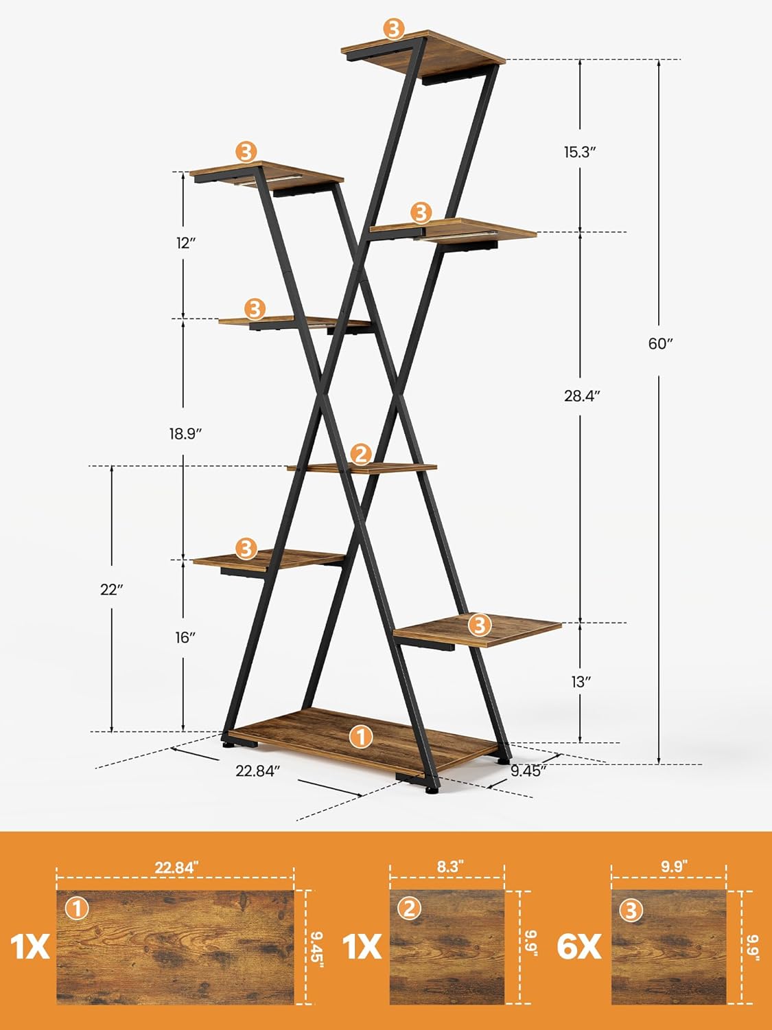 Lighted Plant Stand with Grow Lights – Tall Large Tiered Metal Corner Shelf Rack for Multiple Indoor Living Room Flower