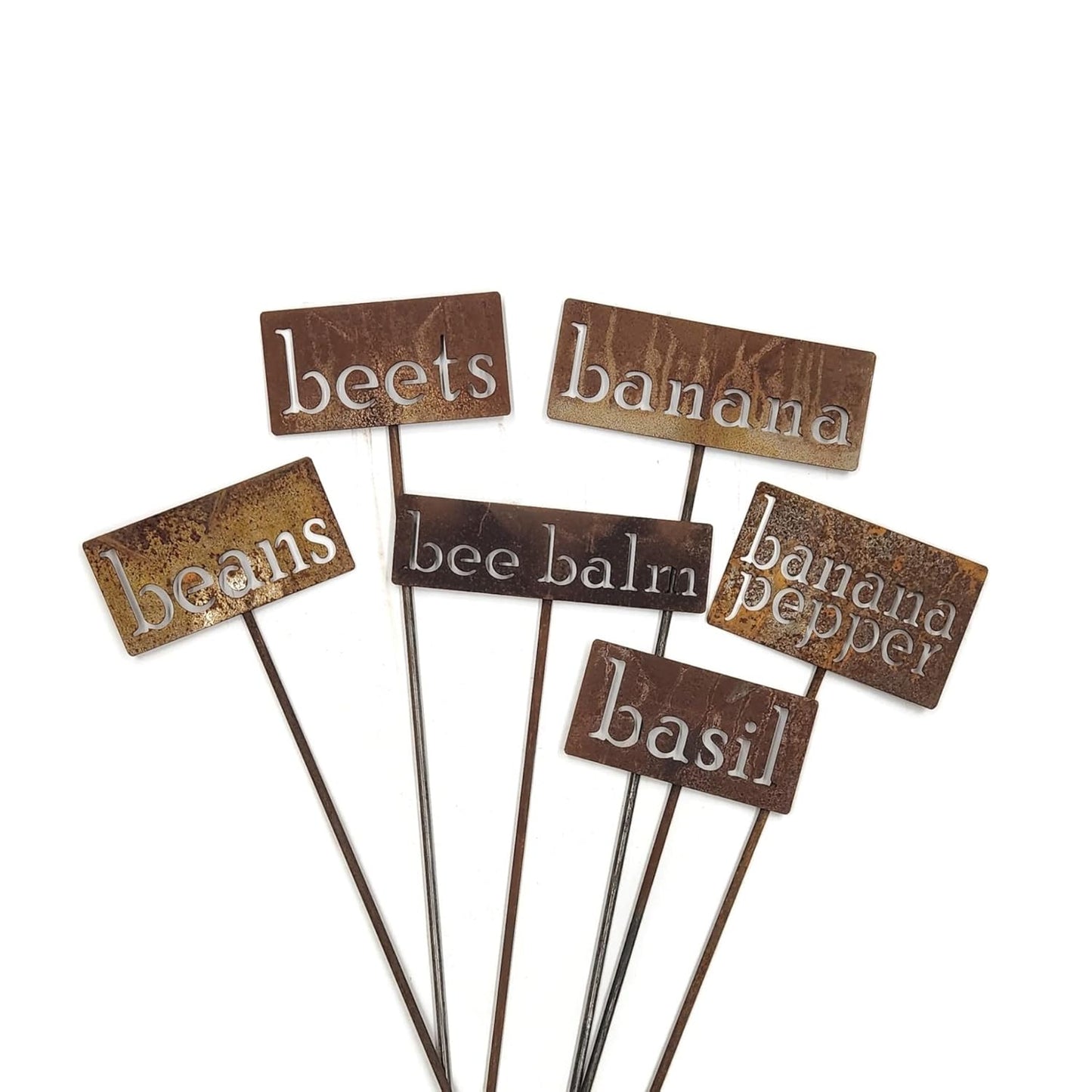 Classic Metal Garden Markers 19 Inches Tall (banana pepper, Naturally Rusted)
