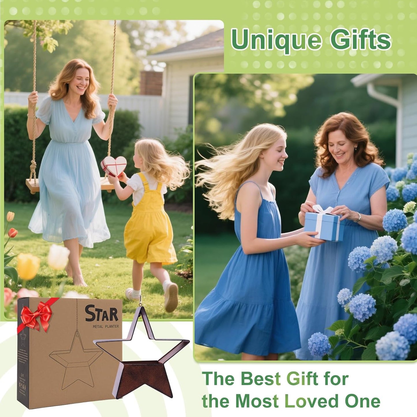 Metal Plant Hangers Indoor and Outdoor: Birthday Gifts for Women Mom Wife Garden Lovers - Rustic Star Shape Hanging Planters Perfect for Window Wall Living Room Office Decor