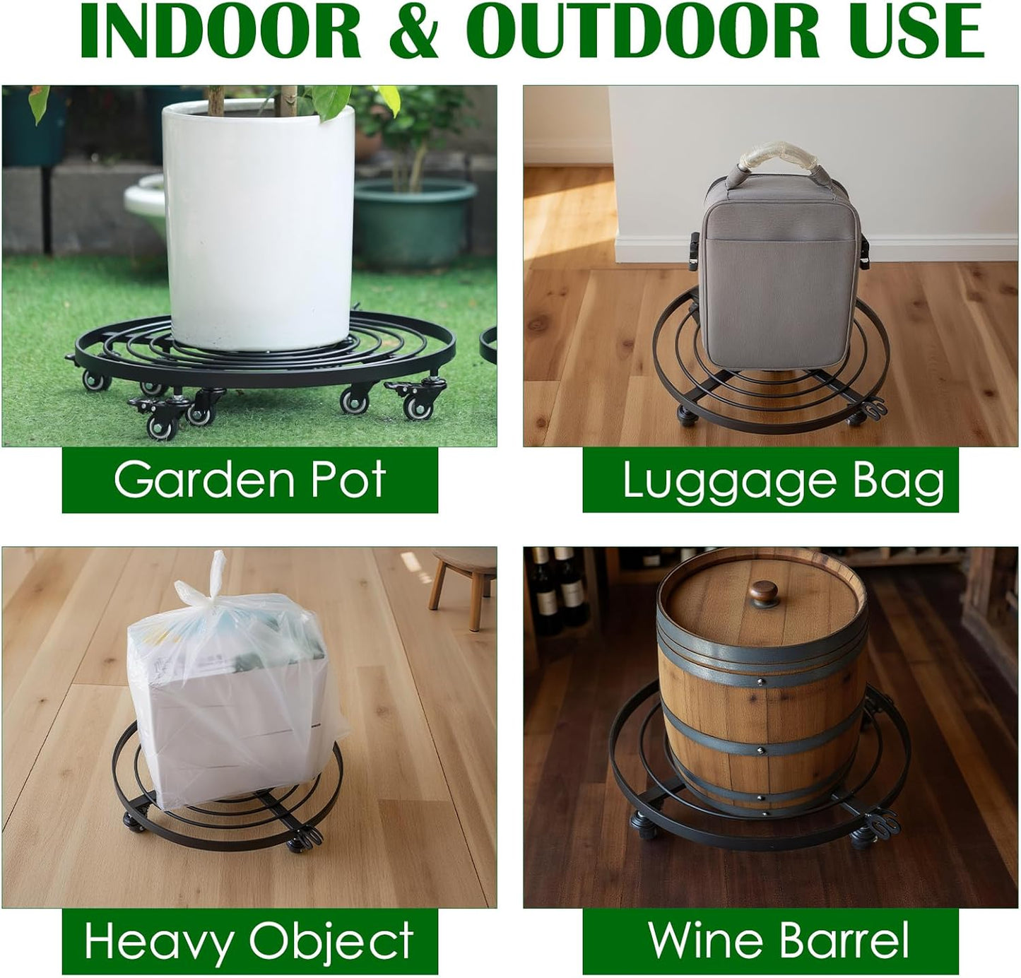 20" Heavy-Duty Plant Dolly with Wheels – Rolling Base for Indoor & Outdoor Use, Detachable Handle, 360° Swivel Wheels, Supports Up to 200 lbs – Ideal for Moving Large Pots & Trees