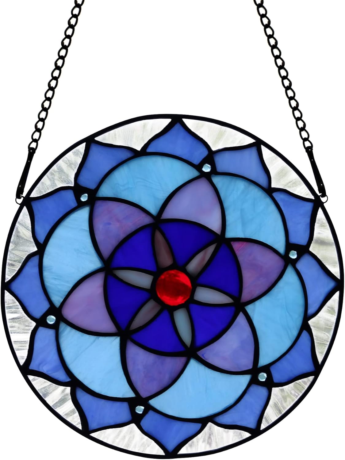 Flower of Life Decor Stained Glass Window Hanging,Sacred Geometry Spiritual Gift for Mom on Thanksgiving Day,Christmas,Mother's Day