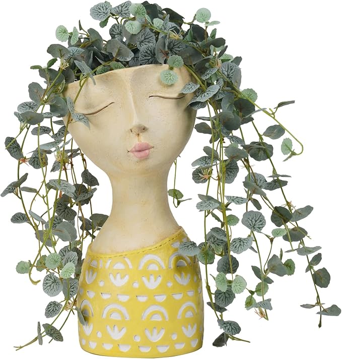 DiliComing Face Planter-Pots for Indoor Plants - 11 Inch Tall Planters for Flowers Head Planter with Drainage for Patio Yard Garden Succulent Pots Garden Décor 6 x 6 x 11 Inch