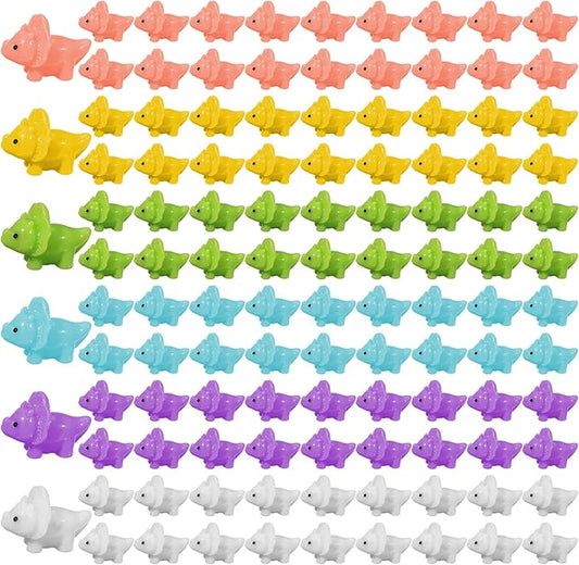 Soaoo 120 Pcs Mini Dinosaur Figures Mini Resin Dinosaur Figures Tiny Resin Animals Miniature Fairy Figurines Cute Micro for Ornaments DIY Fairy Miniature Garden Moss Landscape Craft for Home Decor