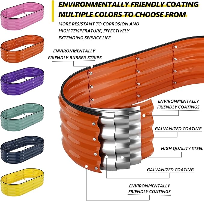 Galvanized Metal Planter Round Raised Garden Bed Kit for Gardening Outdoor，2x2x1ft Grow Garden Box Raised Flower Bed，Round Galvanized Planter Outdoor Metal Fire Pit Ring