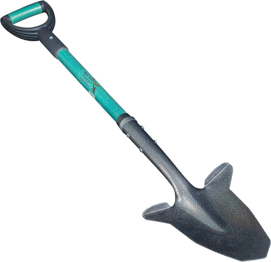 SHFD3 40" Teal Garden Spade Shovel - Gardening Shovel with a 9" x 11" Beveled Blade, Steel-Reinforced Fiberglass Long Handle & Cushioned D-Grip - Digging Spade for Planting
