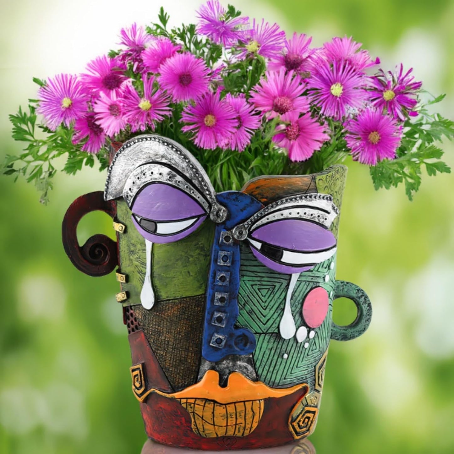 New Picassos Abstract Beauty Face Flower Pot, Colorful Abstract Head Plant Pots, Interesting Decorative Flower Resin Flower Pot, Unique Flower Pots for Home Art Decoration (multicolor-A03)