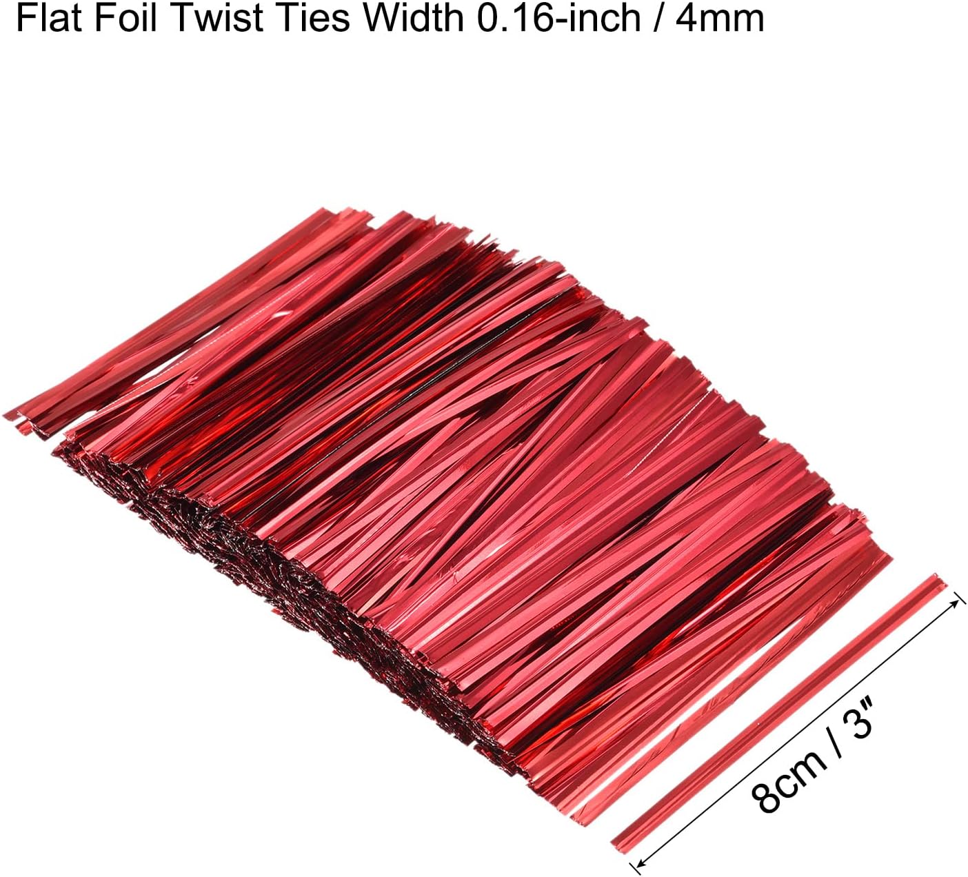 MECCANIXITY Foil Twist Ties 3" 8cm Metallic Plastic Closure Tie for Tying Bread, Candy, Cookies, Gift Bags Arts Crafts Ties Red Pack of 750