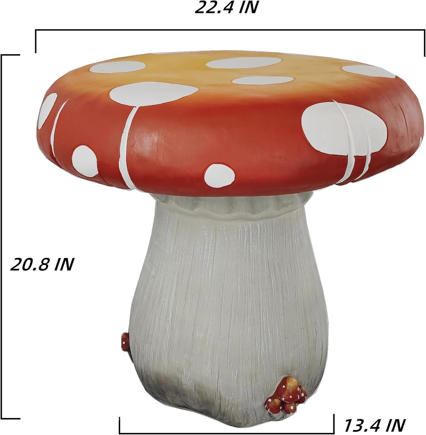 Mushroom Resin Statue 20.8'' High Indoor Outdoor Table Over Sized Sculpture Courtyard Lawn Pond Ornament Garden Outdoor Patio Round Table Stool Decoration Red Mushroom