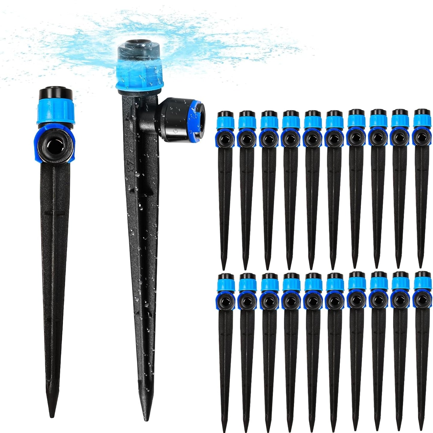20PCS 1/4 inch Tubing Drip Irrigation Emitters Sprayer,360 Degree Drip Emitter Sprayer with Stake, Irrigation Dripper Sprinklers for Drip Irrigation System