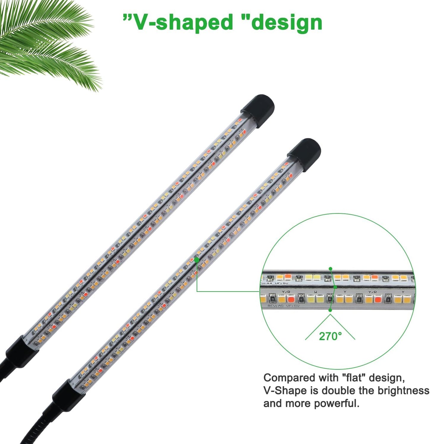 Grow Lights for Indoor Plants, 4 Heads Full Spectrum LED Plant Lamps with Clips and 10 Feet Cables for Seeding Growing(2 Pack)